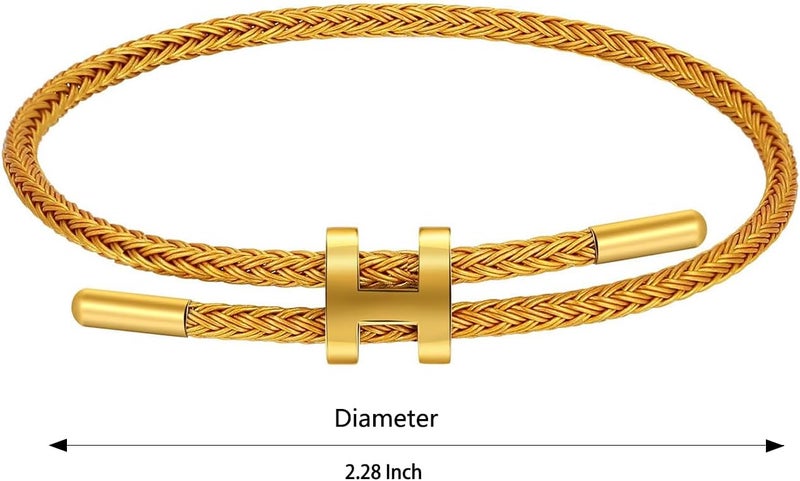 AIMADE Store Bracelets for Women Adjustable Charm Bracelet, 18k Gold-plated Buckle Design Titanium Steel Wire Rope Women's Gift Jewelry - Image 2